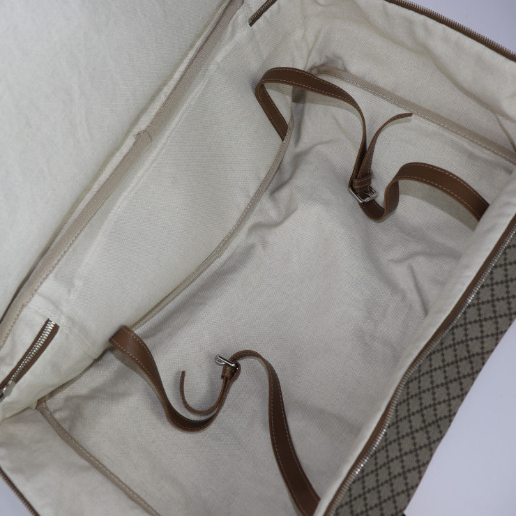 美品 GUCCI グッチ ディアマンテ ボストンバッグ 267905 PVC レザー ブラウン シルバー金具 2WAY ショルダーバッグ 旅行鞄 スーツケース ラウンドファスナー