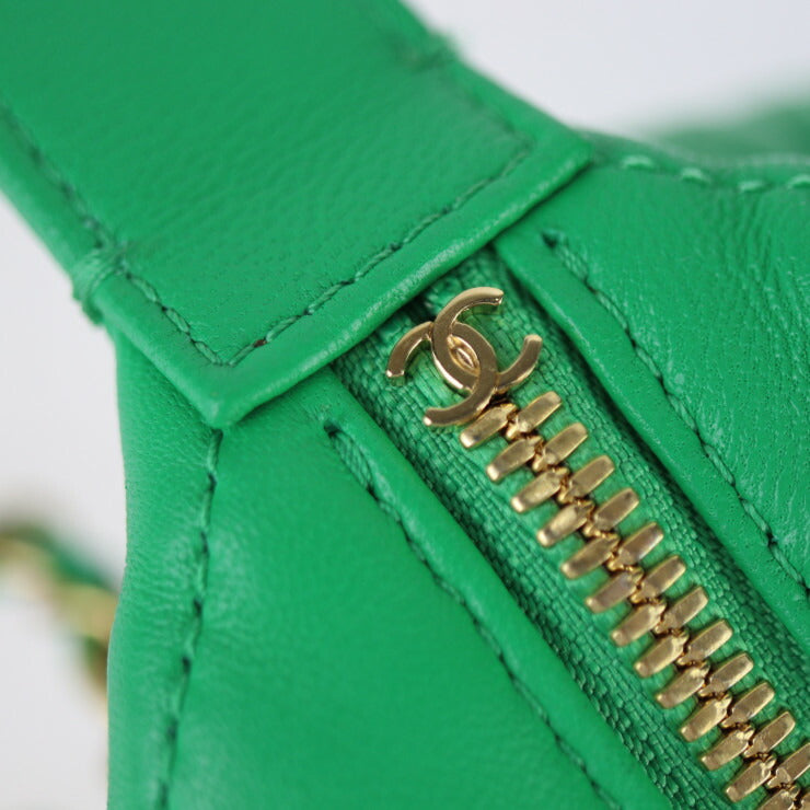 美品 CHANEL シャネル ホーボーバッグ 23 マトラッセ ハンドバッグ AS1747 ラムスキン グリーン ゴールド金具 2WAY ショルダーバッグ ココマーク