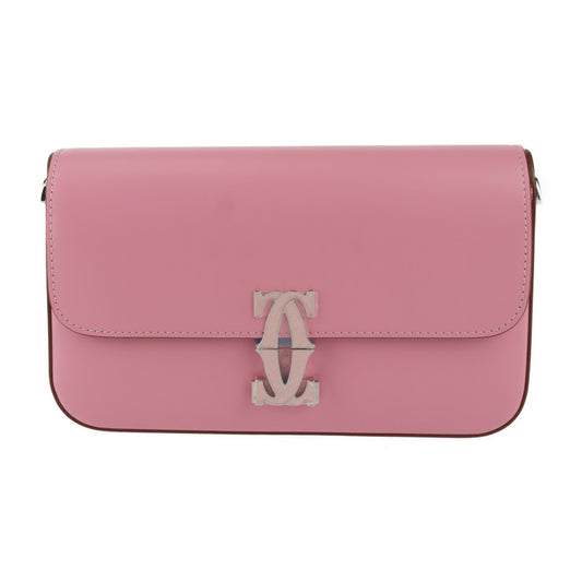 新品未使用展示品 CARTIER カルティエ チェーンショルダーバッグ ドゥーブルC ドゥ カルティエ ショルダーバッグ L1002369 カーフレザー ピンク ペールピンク シルバー金具 ポシェット