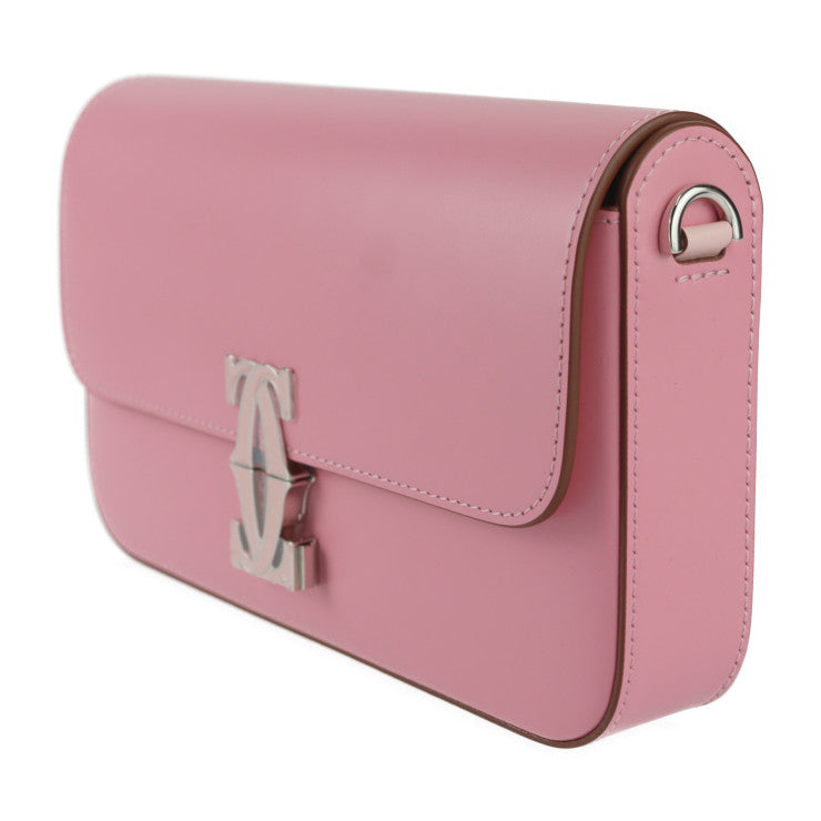 新品未使用展示品 CARTIER カルティエ チェーンショルダーバッグ ドゥーブルC ドゥ カルティエ ショルダーバッグ L1002369 カーフレザー ピンク ペールピンク シルバー金具 ポシェット