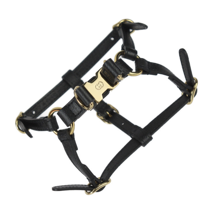 新古未使用展示品 GUCCI グッチ 犬用 ハーネス その他雑貨 692965 表記サイズ XS レザー ブラック ゴールド金具 ドッグ ペット