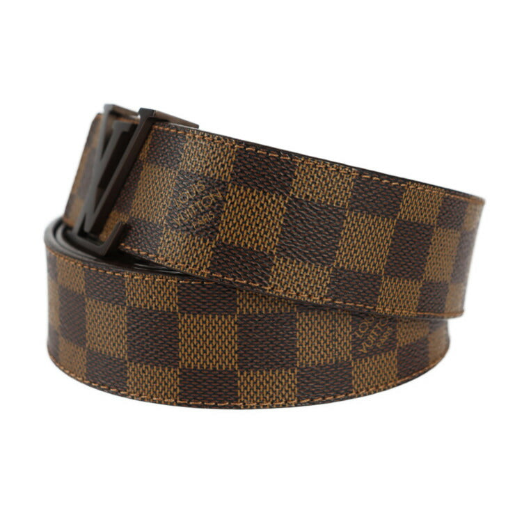 美品 LOUIS VUITTON ルイ ヴィトン サンチュール LV イニシャル ダミエ ベルト M9807 表記サイズ 100/40 PVC レザー エベヌ ブラウン