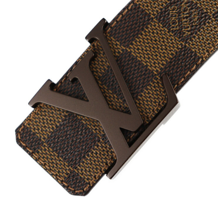 美品 LOUIS VUITTON ルイ ヴィトン サンチュール LV イニシャル ダミエ ベルト M9807 表記サイズ 100/40 PVC レザー エベヌ ブラウン