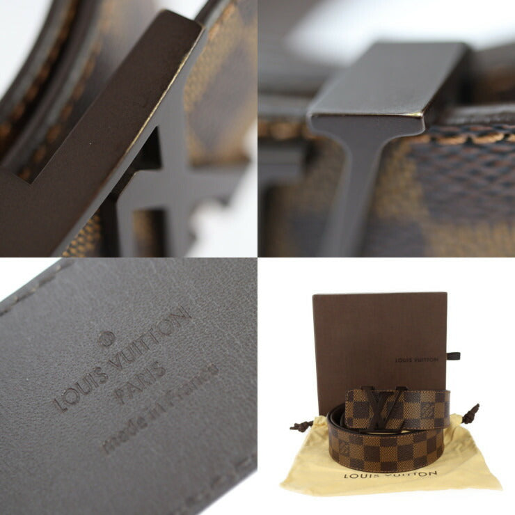 美品 LOUIS VUITTON ルイ ヴィトン サンチュール LV イニシャル ダミエ ベルト M9807 表記サイズ 100/40 PVC レザー エベヌ ブラウン