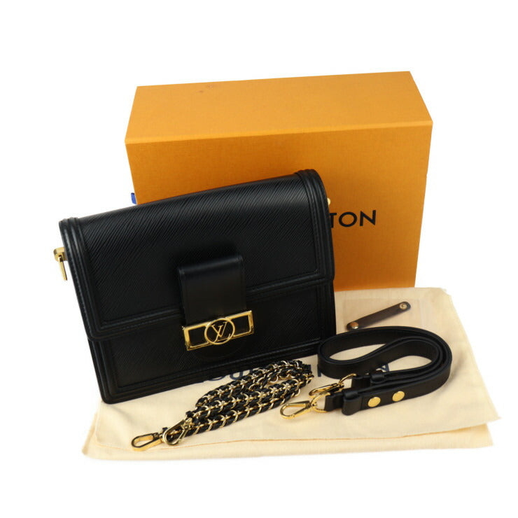 美品 LOUIS VUITTON ルイ ヴィトン ドーフィーヌ NV MM エピ ショルダーバッグ M56141 レザー ブラック ゴールド金具 2WAY チェーン
