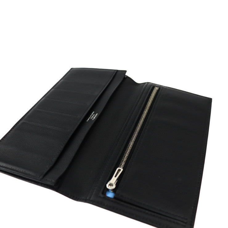 超美品 HERMES エルメス シチズン ツイル ロング 長財布 - ヴォースイフト ブラック シルバー金具 二つ折り財布 D刻印