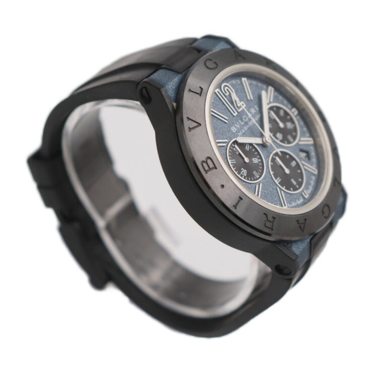 BVLGARI ブルガリ ディアゴノ マグネシウム クロノグラフ 腕時計 DG42C3SMCVDCH マグネシウム×セラミック ラバー ブルー文字盤 ブラック 自動巻き