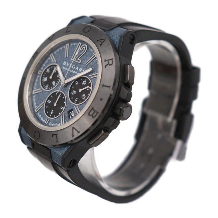 BVLGARI ブルガリ ディアゴノ マグネシウム クロノグラフ 腕時計 DG42C3SMCVDCH マグネシウム×セラミック ラバー ブルー文字盤 ブラック 自動巻き