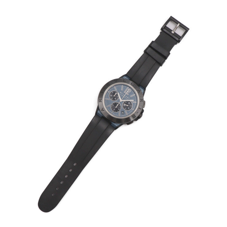 BVLGARI ブルガリ ディアゴノ マグネシウム クロノグラフ 腕時計 DG42C3SMCVDCH マグネシウム×セラミック ラバー ブルー文字盤 ブラック 自動巻き
