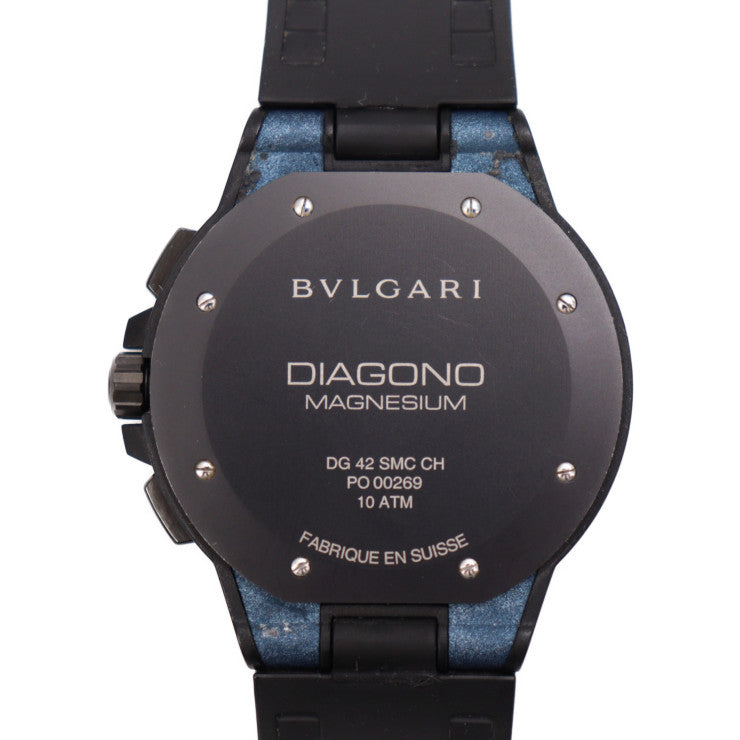 BVLGARI ブルガリ ディアゴノ マグネシウム クロノグラフ 腕時計 DG42C3SMCVDCH マグネシウム×セラミック ラバー ブルー文字盤 ブラック 自動巻き