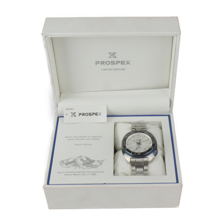 新品未使用展示品 SEIKO セイコー プロスペックス 1970 メカニカルダイバーズ 植村直己 限定モデル500本 腕時計 SBDX057 ステンレススチール シルバー 自動巻き デイト 8L35-01W0