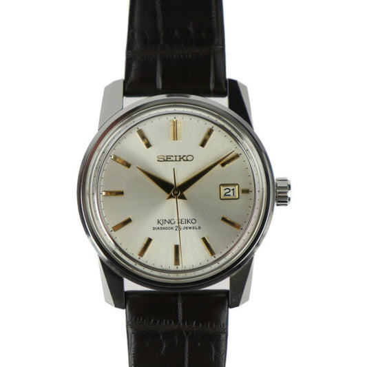 超美品 SEIKO セイコー キングセイコー KSK 1965 復刻デザイン 限定モデル 腕時計 SJE087J1 ステンレススチール クロコダイル シルバー ゴールド ブラウン 自動巻き デイト 6L35-00F0