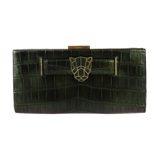 美品 CARTIER カルティエ パンテール ドゥ カルティエ クラッチバッグ L1001924 クロコダイル レザー ダークグリーン玉虫 2WAY チェーン