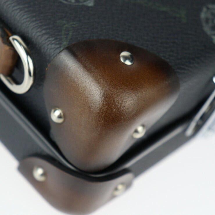 超美品 Berluti ベルルッティ メッセンジャーミニ グローブ トロッター コラボ ショルダーバッグ - PVC レザー ブラック ブラウン シルバー金具 センテナリー シグネチャー