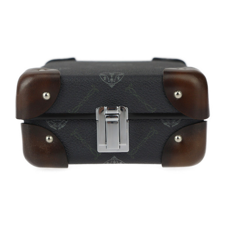 超美品 Berluti ベルルッティ メッセンジャーミニ グローブ トロッター コラボ ショルダーバッグ - PVC レザー ブラック ブラウン シルバー金具 センテナリー シグネチャー