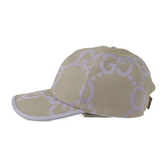 新品未使用展示品 GUCCI グッチ ベースボールキャップ ジャンボGG キャップ 735011 表記サイズ S 56cm キャンバス レザー ベージュ系 ライトパープル系 帽子