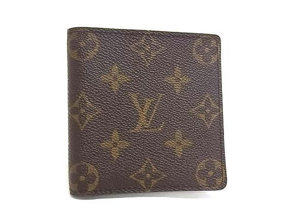 LOUIS VUITTON ルイヴィトン 二つ折り財布 モノグラム ポルト ビエ 6カルト クレディ M60929 ブラウン系 PVC レザー メンズ 札入れ 美品