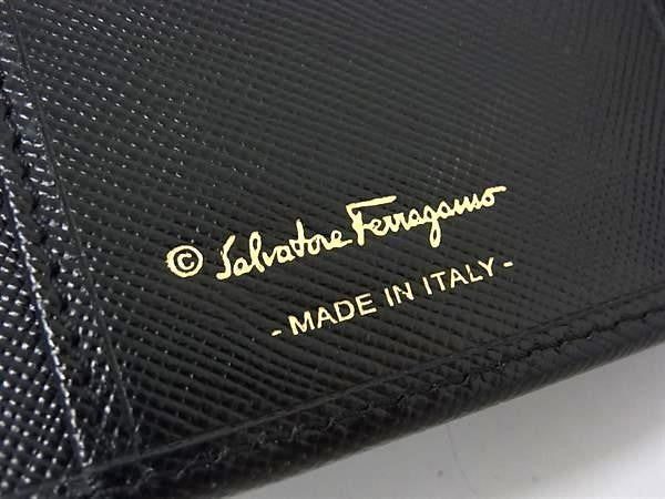 Salvatore Ferragamo フェラガモ 長財布 ガンチーニ 22 0120 ブラック系 カーフレザー レディース ゴールド金具 二つ折り財布 超美品