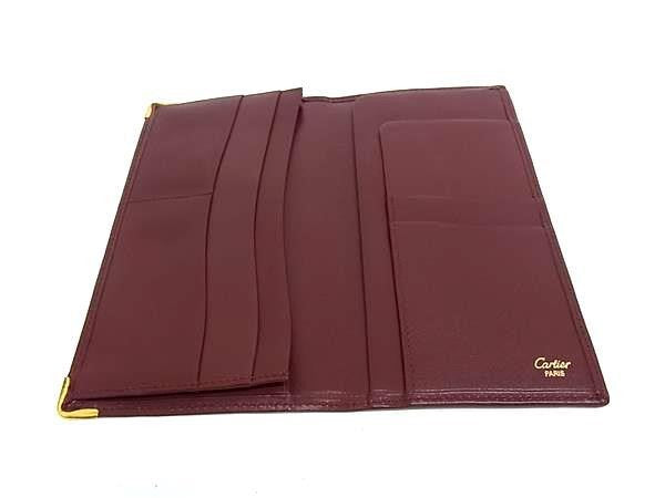 Cartier カルティエ 長財布 マストライン ボルドー系 レザー メンズ 二つ折り 札入れ 美品
