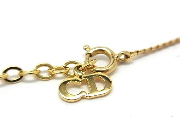 ChristianDior クリスチャンディオール ネックレス CDロゴ ゴールド系 メタル ラインストーン レディース ヴィンテージ 超美品