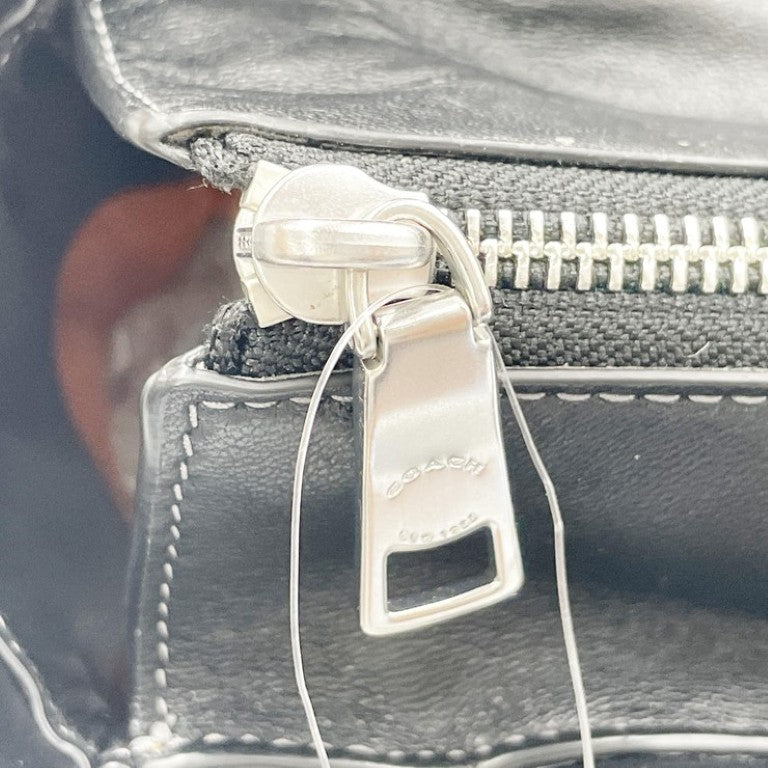 COACH コーチ トートバッグ ピロートート CE722 ブラック系 レザー レディース ハンドバッグ キルティング シルバー金具 美品