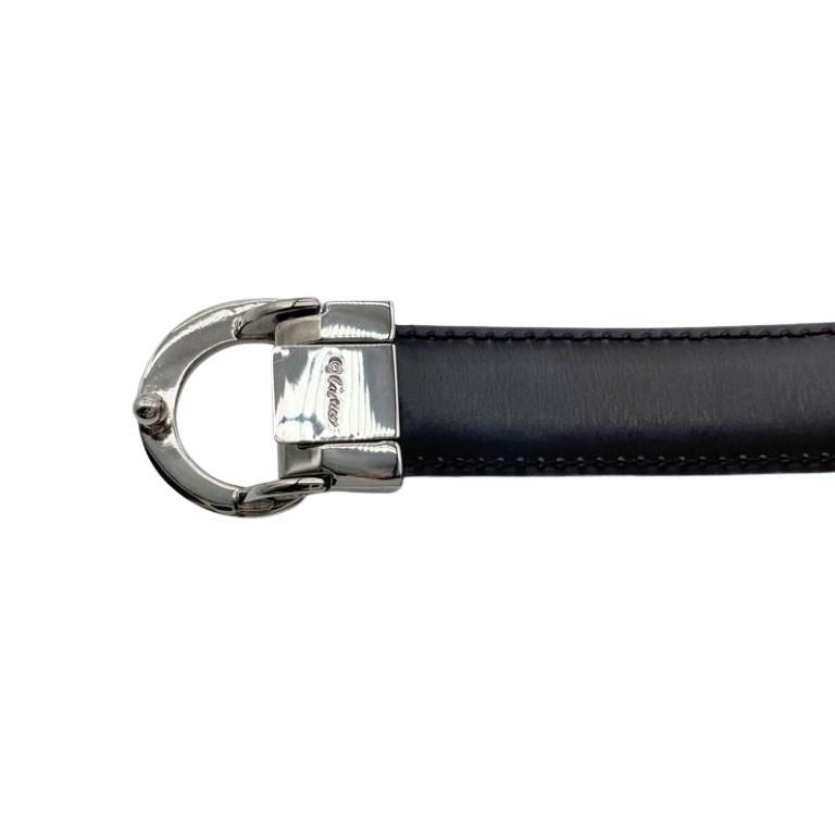 Cartier カルティエ ベルト パンテール ブラック×ブラウン系 レザー ユニセックス シルバー金具 美品