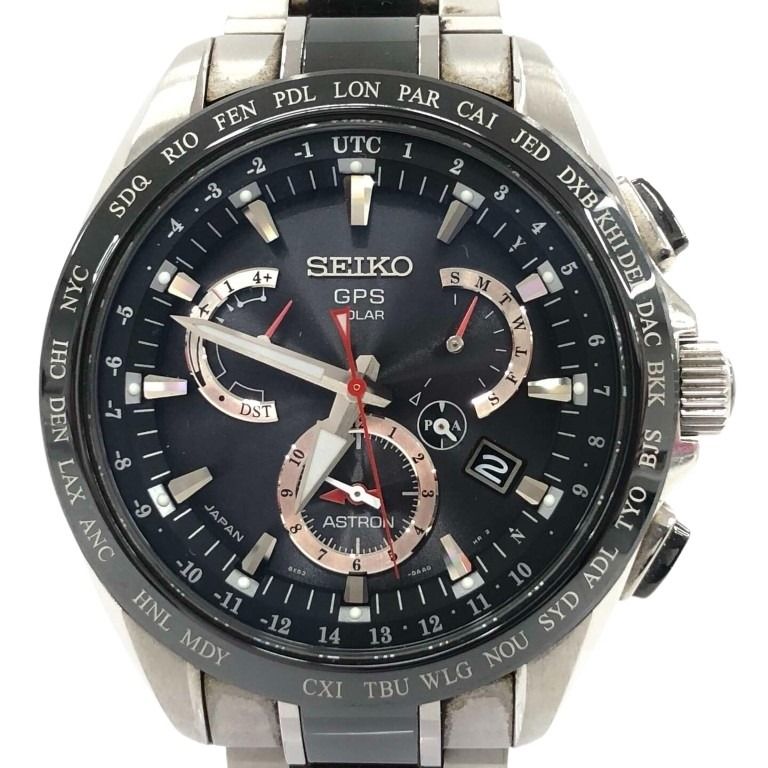 SEIKO セイコー 時計 アストロンGPSソーラー SBXB041 ブラック シルバー系 チタン セラミック メンズ 美品