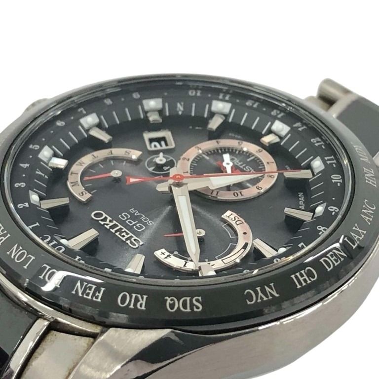 SEIKO セイコー 時計 アストロンGPSソーラー SBXB041 ブラック シルバー系 チタン セラミック メンズ 美品