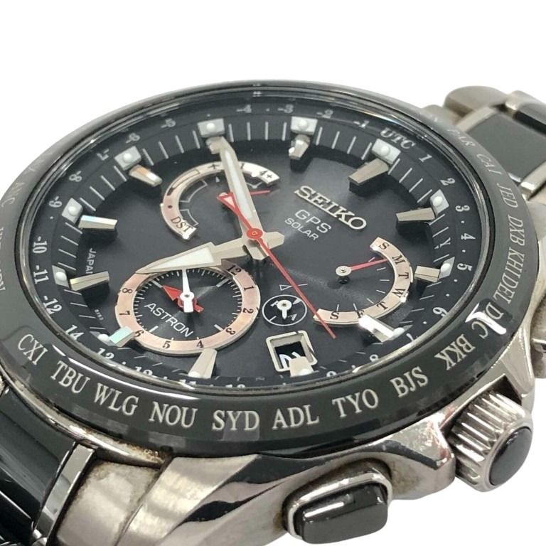SEIKO セイコー 時計 アストロンGPSソーラー SBXB041 ブラック シルバー系 チタン セラミック メンズ 美品