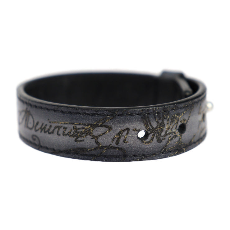 美品 Berluti ベルルッティ カリグラフィー ブレスレット - ヴェネチアンレザー グレー系 シルバー金具 スクリット