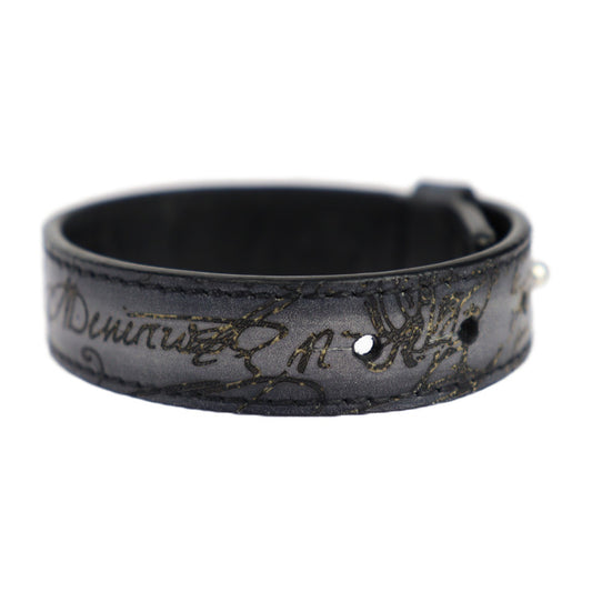 美品 Berluti ベルルッティ カリグラフィー ブレスレット - ヴェネチアンレザー グレー系 シルバー金具 スクリット