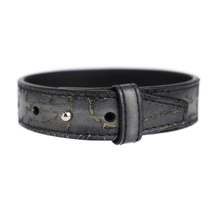 美品 Berluti ベルルッティ カリグラフィー ブレスレット - ヴェネチアンレザー グレー系 シルバー金具 スクリット