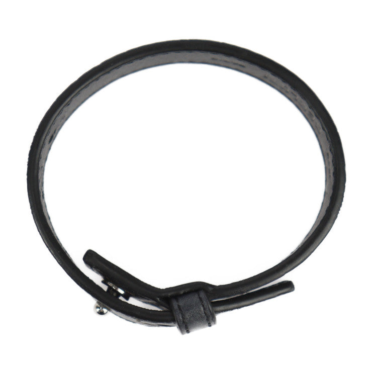 美品 Berluti ベルルッティ カリグラフィー ブレスレット - ヴェネチアンレザー グレー系 シルバー金具 スクリット