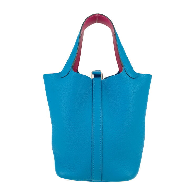 超美品 HERMES エルメス ハンドバッグ ピコタンロックPM エクラ - ブルーフリーダ ローズメキシコ シルバー金具 トリヨンクレマンス ヴォースイフト レディース Y刻印