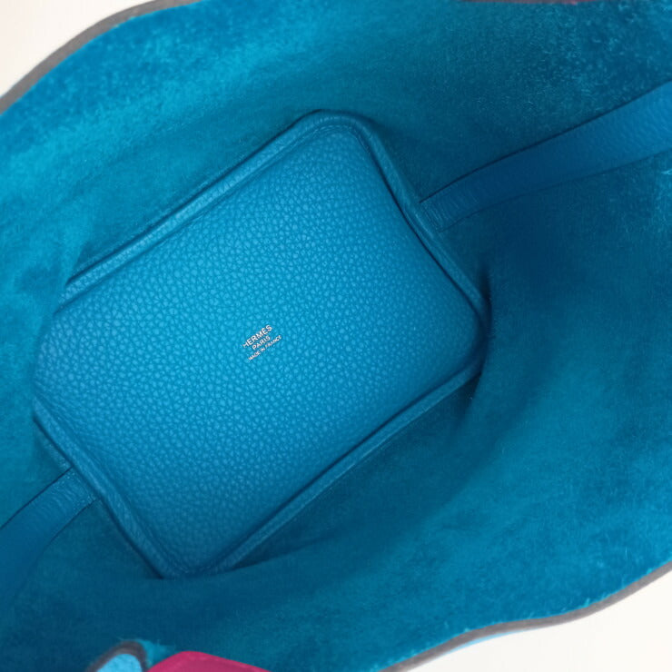 超美品 HERMES エルメス ハンドバッグ ピコタンロックPM エクラ - ブルーフリーダ ローズメキシコ シルバー金具 トリヨンクレマンス ヴォースイフト レディース Y刻印