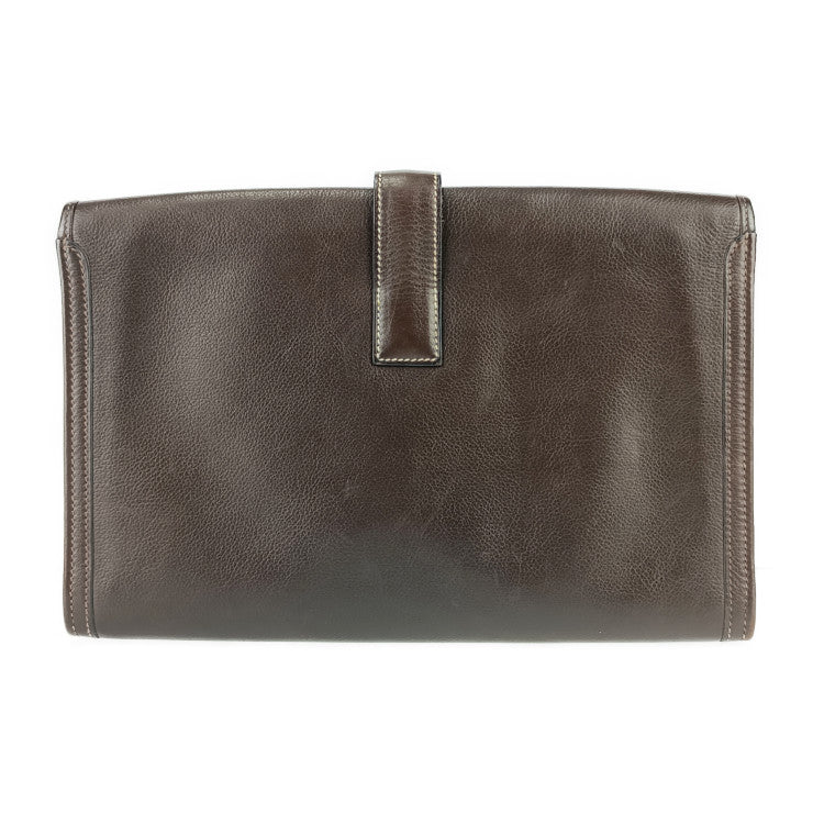 HERMES エルメス クラッチバッグ ジジェPM - ダークブラウン レザー ユニセックス セカンドバッグ □I刻印