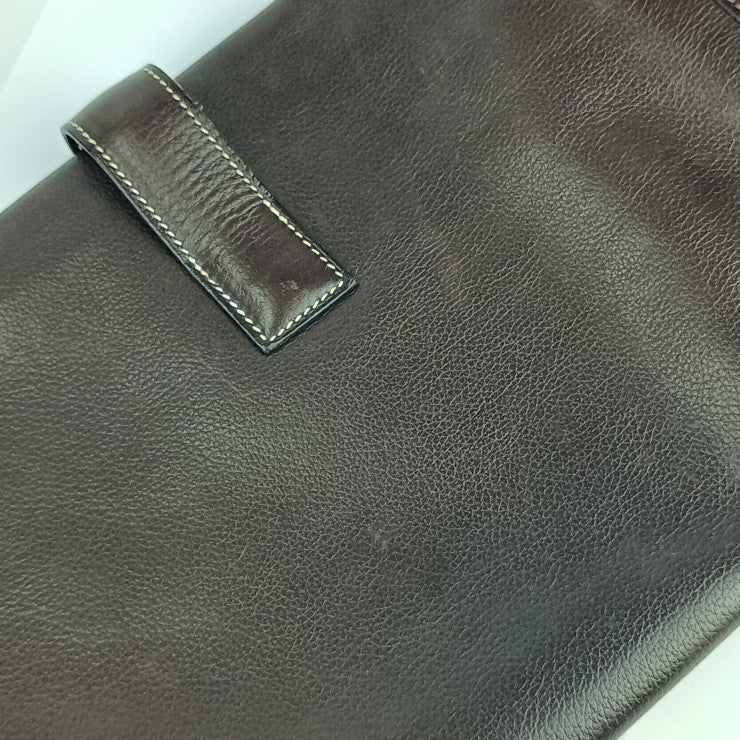 HERMES エルメス クラッチバッグ ジジェPM - ダークブラウン レザー ユニセックス セカンドバッグ □I刻印