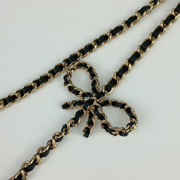 美品 CHANEL シャネル ショルダーバッグ マトラッセ フォンホルダー AP3307 ブラック ゴールド金具 キャビアスキン レディース リボンチェーン ポシェット キルティング