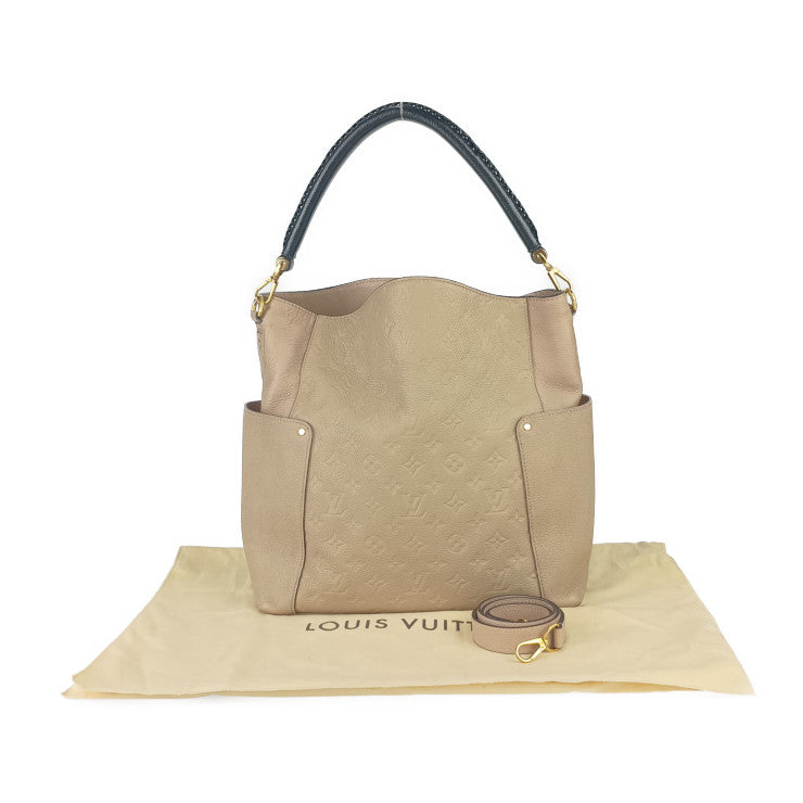 LOUIS VUITTON ルイ ヴィトン ショルダーバッグ モノグラムアンプラント バガテル M50075 デュンヌ ゴールド金具 レザー レディース 2WAY トートバッグ