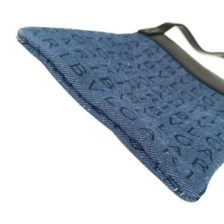 新古未使用展示品 BVLGARI ブルガリ ショルダーバッグ ロゴマニア フラットポーチ 21528 デニムブルー ブラック シルバー金具 キャンバス カーフレザー レディース ポシェット サコッシュ