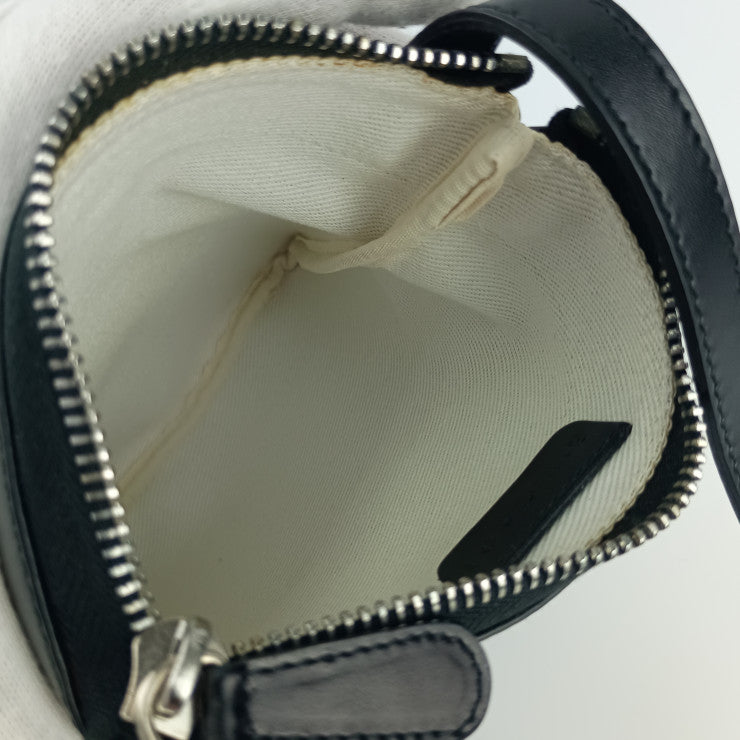 新古未使用展示品 BVLGARI ブルガリ ショルダーバッグ ロゴマニア フラットポーチ 21528 デニムブルー ブラック シルバー金具 キャンバス カーフレザー レディース ポシェット サコッシュ