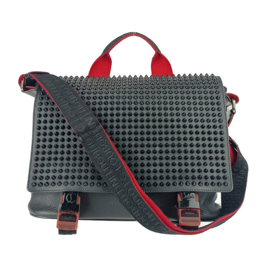 Christian Louboutin クリスチャン ルブタン ショルダーバッグ ルビクリック メッセンジャーバッグ 3195233 ブラック レッド レザー メンズ スパイクスタッズ 2WAY ハンドバッグ