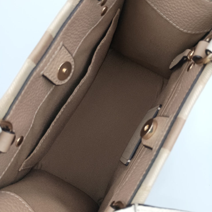 COACH コーチ ハンドバッグ デンプシー トート 22 C8417 ベージュ系 ゴールド金具 シグネチャー ジャカード レザー レディース 2WAY ショルダーバッグ