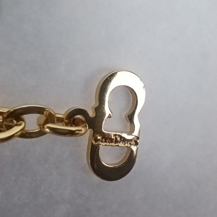 美品 Christian Dior クリスチャンディオール ネックレス CDロゴ オーバル ペンダント - ゴールド メタル レディース