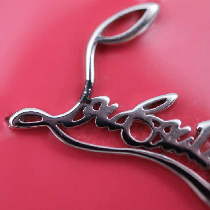 超美品 Christian Louboutin クリスチャンルブタン PANETTONE パネトーネ 長財布 3175067 パテントレザー ピンク系 ラウンドファスナー エナメル スタッズ