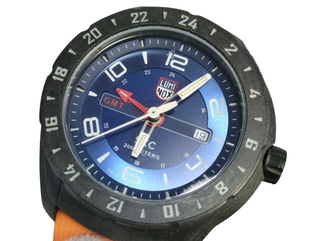 LUMINOX ルミノックス 時計 SXC カーボンGMT 5020シリーズ ブルー ブラック オレンジ系 ケース：カーボン ベルト：ラバー メンズ 美品