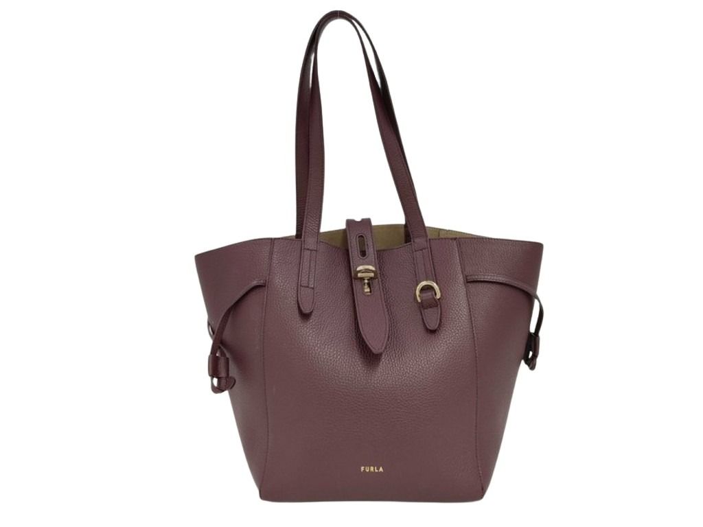 FURLA フルラ トートバッグ NET M WB00779 パープル系 レザー レディース ゴールド金具 美品