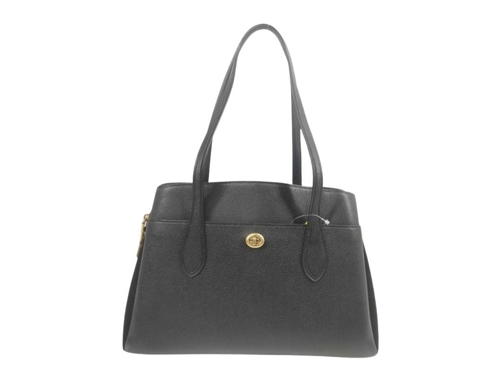 COACH コーチ ハンドバッグ ローラ キャリーオール 89486 ブラック系 レザー スエード レディース トートバッグ ターンロック 美品