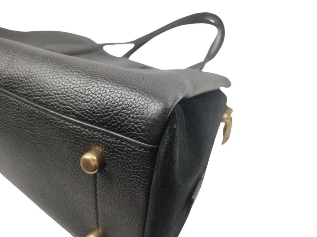 COACH コーチ ハンドバッグ ローラ キャリーオール 89486 ブラック系 レザー スエード レディース トートバッグ ターンロック 美品