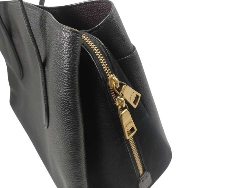 COACH コーチ ハンドバッグ ローラ キャリーオール 89486 ブラック系 レザー スエード レディース トートバッグ ターンロック 美品